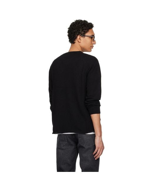 Merz B. Schwanen Black Lightweight Merino Wool-Cashmere-Silk Sweater for men