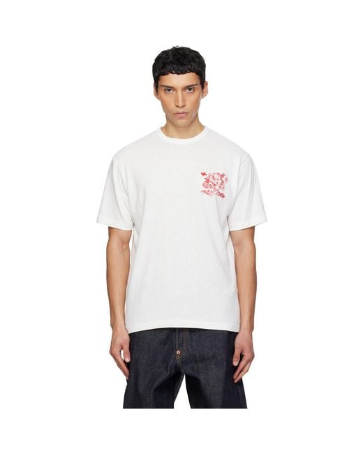 KENZO White Paris Cartoon' Embroidered Outlined T-Shirt for men