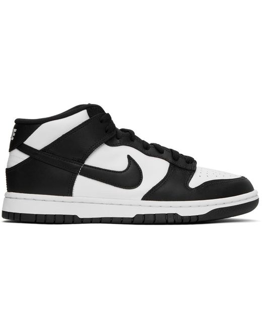 Nike Black & White Dunk Mid Sneakers for men