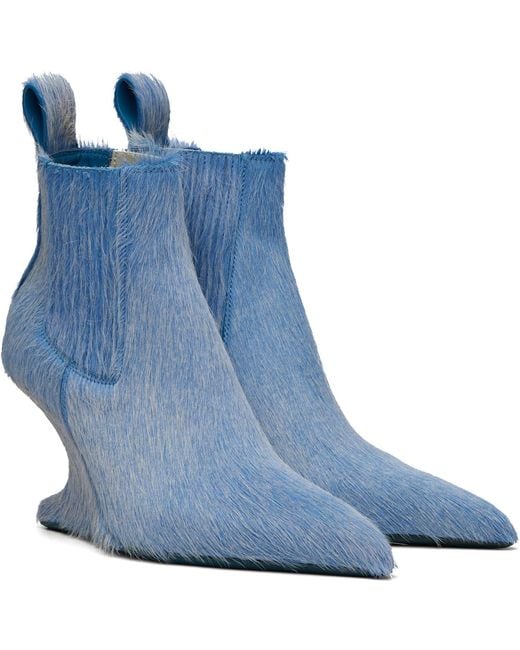 Rick Owens Blue Cantilever 8 Sharp Ankle Boots