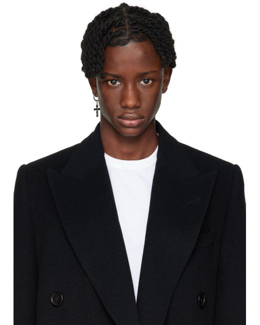 Dolce & Gabbana Black Cross-pendant Hoop Earring for men