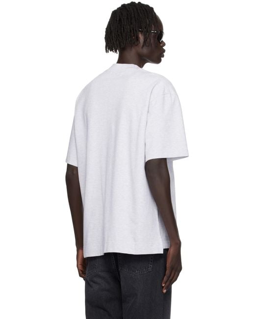 メンズ Acne グレー ロゴ Tシャツ White