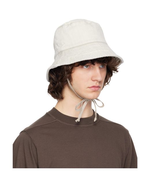 Rick Owens Brown Off- Temple Gilligan Bucket Hat for men
