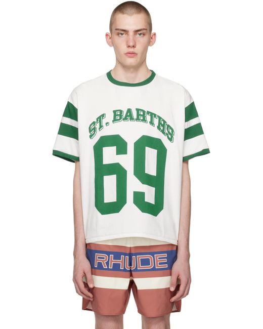 Rhude Green Off- & 69 Ringer T-Shirt for men