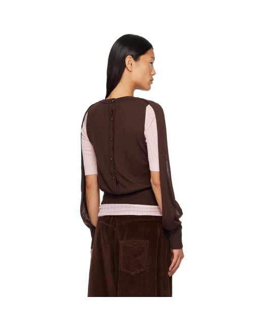 Kiko Kostadinov Brown Corella Double Sleeve Sweater