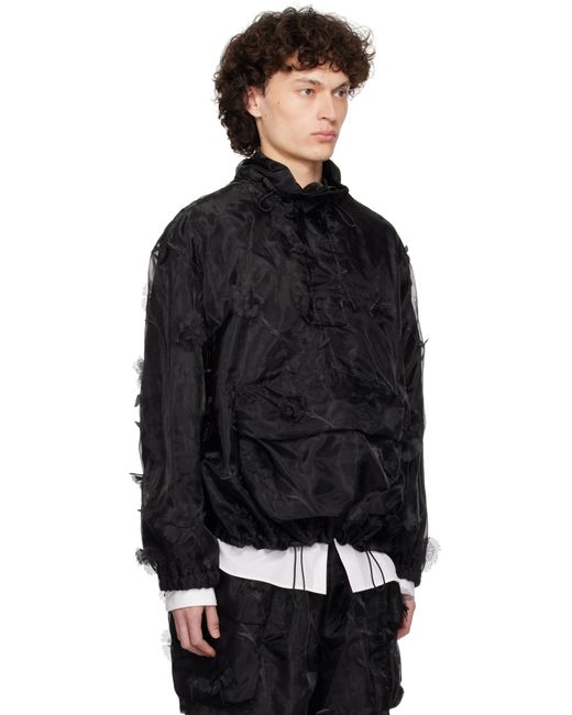 Simone Rocha Black Carnation Organza Cagoule Jacket for men