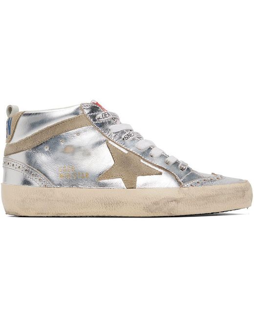 Golden Goose Silver Mid Star Sneakers in Black | Lyst