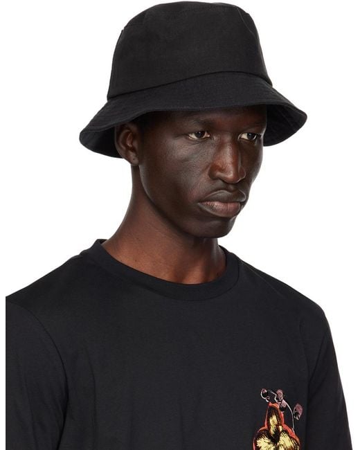 Paul Smith Black Linen Signature Stripe Trim Bucket Hat for men
