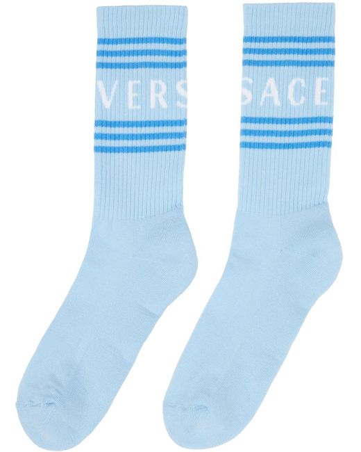 Versace Blue 90S Vintage Logo Socks for men