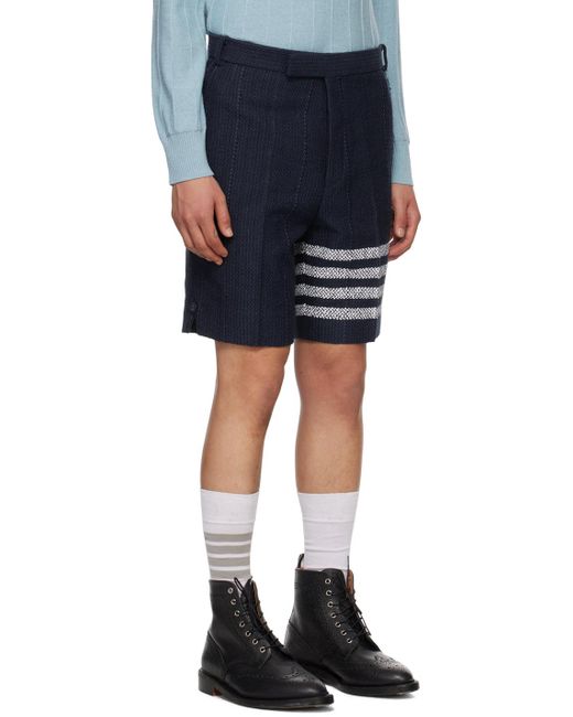Thom Browne Blue Navy 4-bar Sack Shorts for men