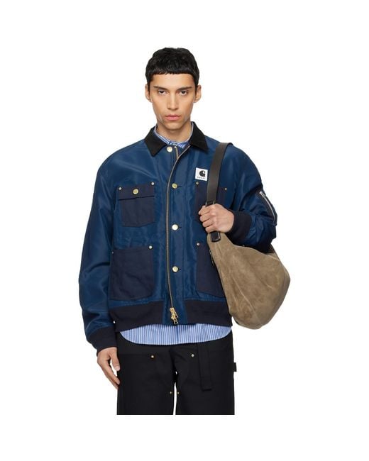 Sacai Blue Carhartt Wip Edition Nylon Twill & Duck Jacket for men