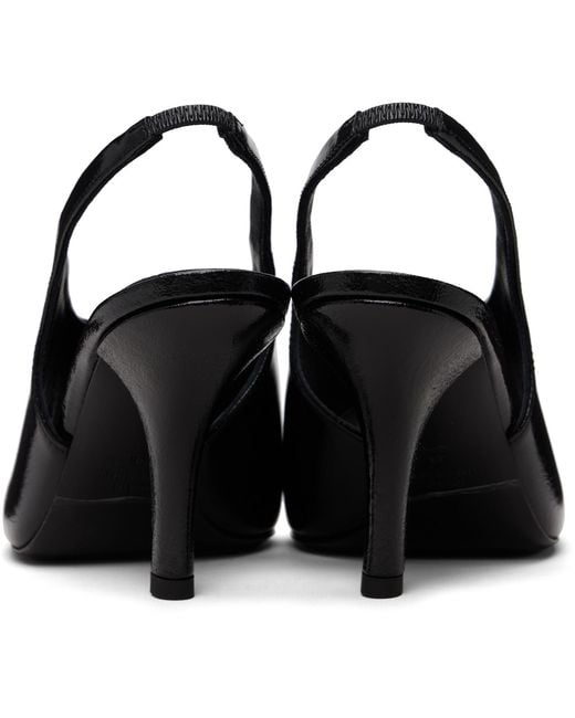 Totême Black Contour Naplack Slingback Heeled Sandals