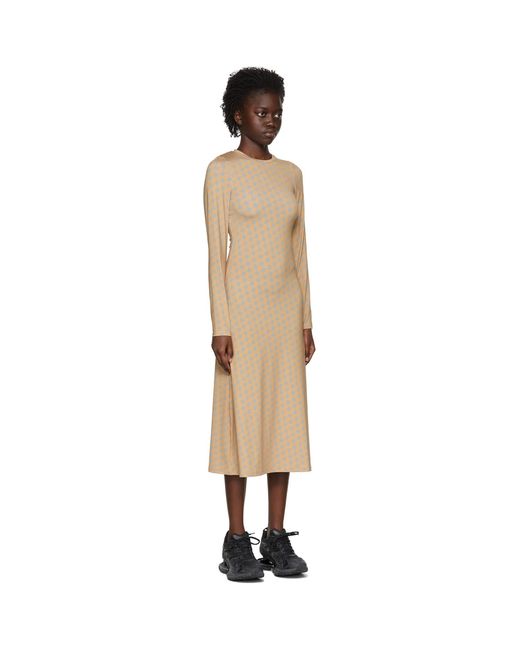 ROKH Black Brown Polyester Mid-length Dress