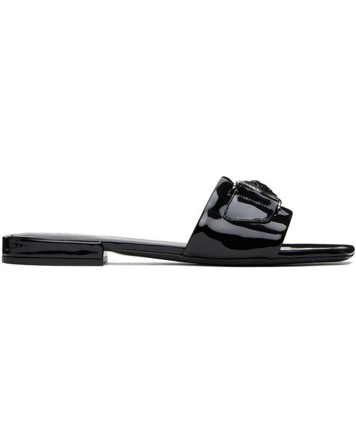 Versace Black Medusa Buckle Leather Mules