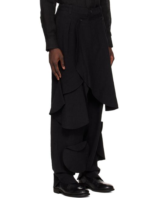 Yohji Yamamoto Black Paneled Cargo Pants for men