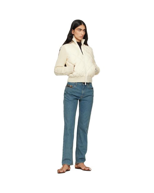 Burberry Blue Off- Check-Stitch Nylon & Wool Jacket