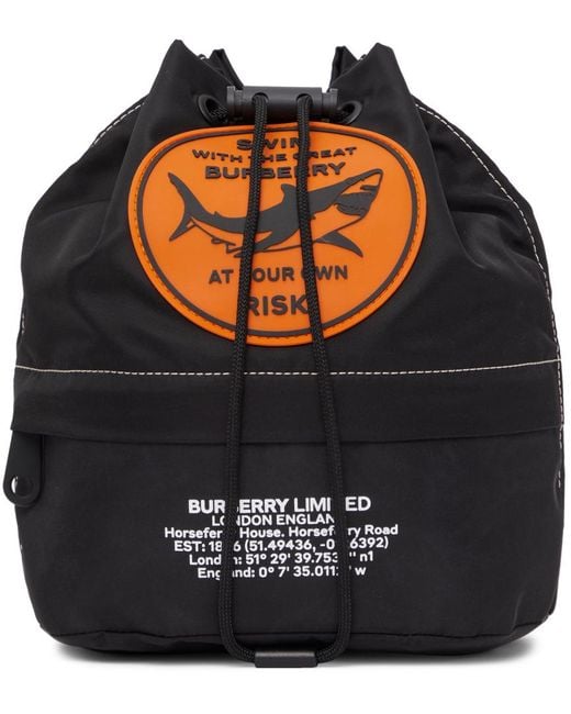 Burberry Black Nylon Badge Appliqué Backpack for men