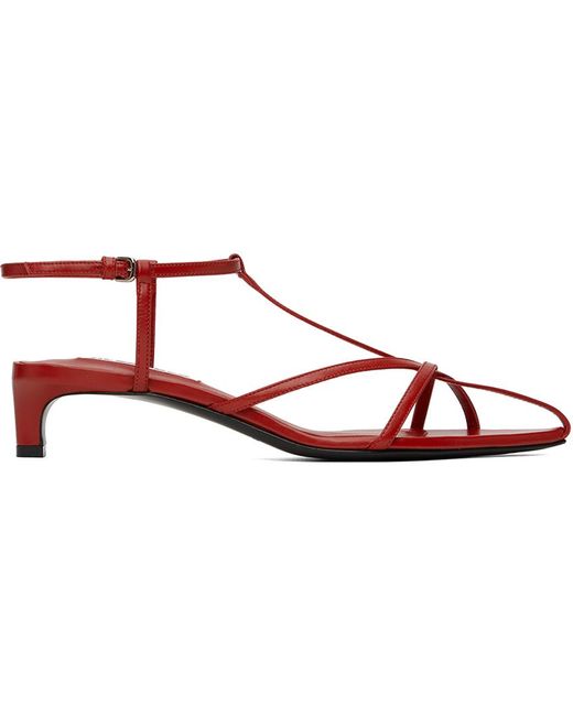 Sandales à petit talon rouges Jil Sander en coloris Black