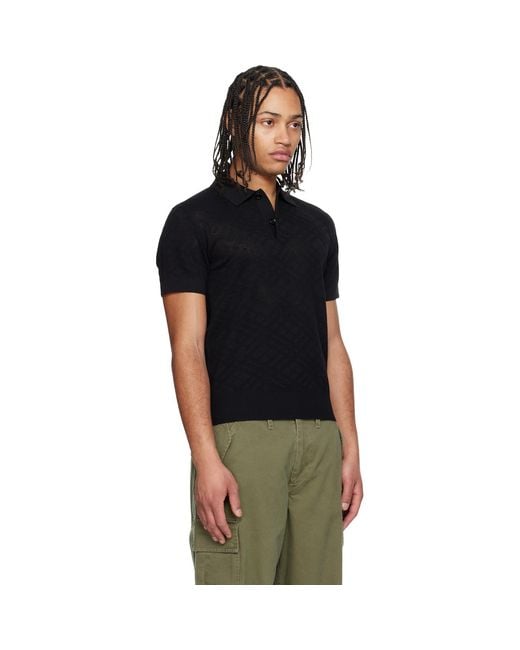 Burberry Black Check Wool Polo for men