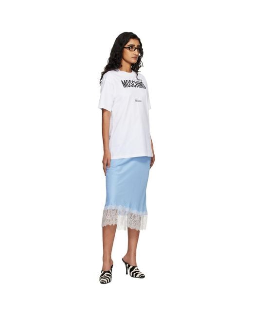 Moschino White Printed Organic Cotton Jersey T-Shirt
