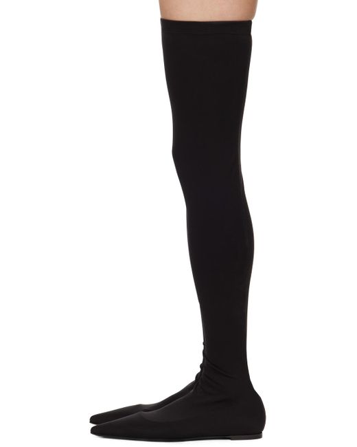 Dolce & Gabbana Black Stretch Jersey Thigh-High Boots