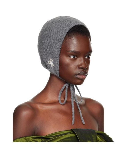 Simone Rocha Brown Cashmere Bonnet