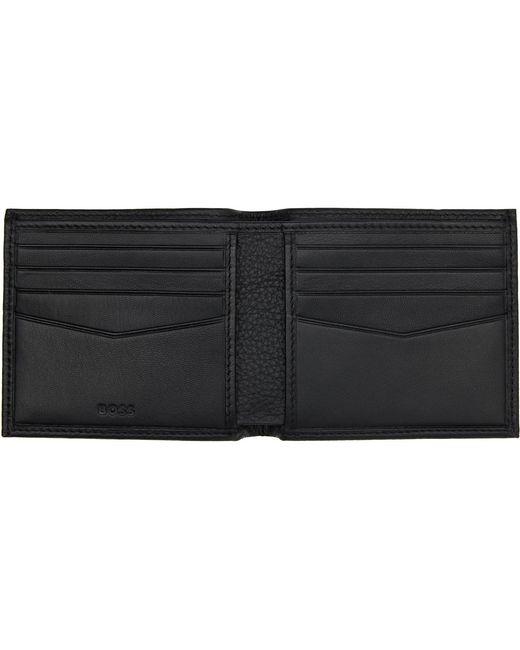 Boss Black Logo Lettering Grained-Leather Wallet for men