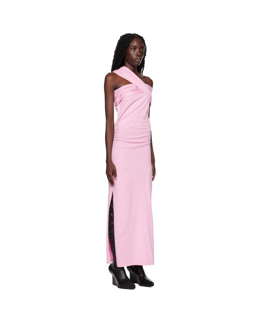 MSGM Pink Twist Midi Dress
