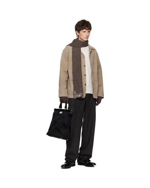 Maison Margiela Black Rib-Knit Scarf for men
