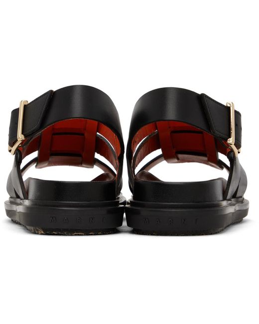 Marni Black Gladiator Fussbett Sandals