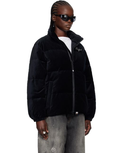 Blouson Noir En Velours Rembourré En Duvet À Logoa A Bathing Ape en coloris Black