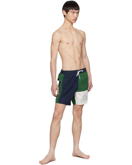 Lacoste Blue Navy & Green Colorblock Swim Shorts for men