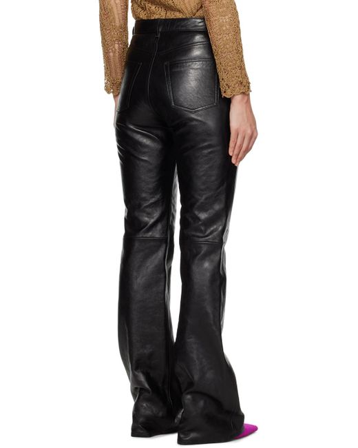Acne Black Paneled Leather Trousers
