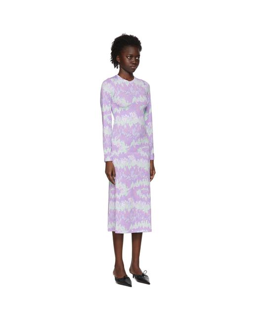 ROKH Black Purple Polyester Mid-length Dress