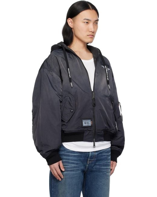 Aape By A Bathing Ape Black Alpha Industries Edition Ma-1 Reversible Bomber Jacket for men
