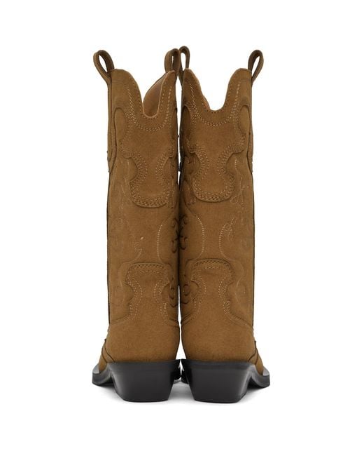 Ganni Brown Cowboy Boots