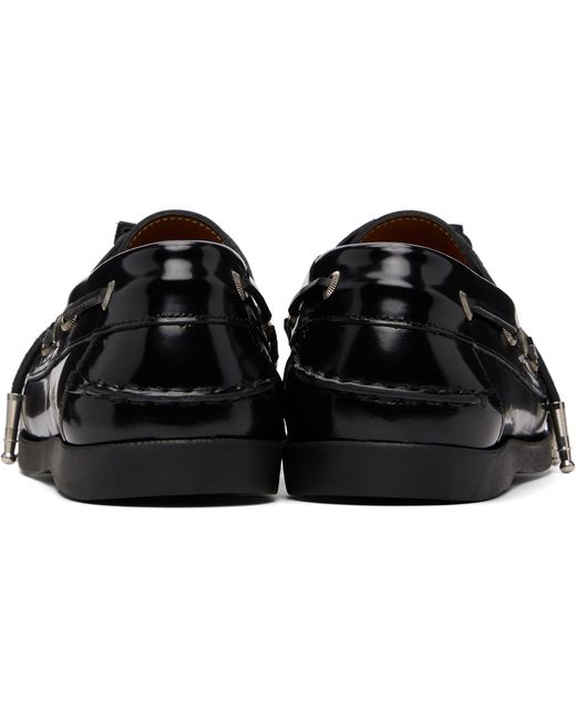 Toga Virilis Black Leather Boat Shoes for men