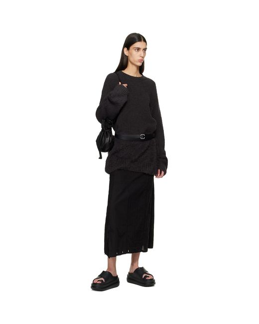 Yohji Yamamoto Black Soft Oil Leather Long Belt