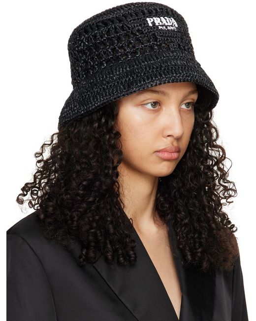 Prada Black Woven Bucket Hat