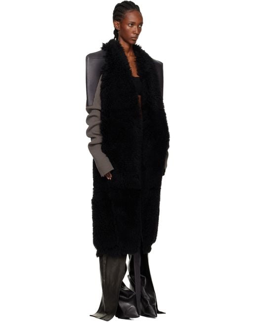 Rick Owens Black Concordians Sl Cyclops Reversible Shearling Coat