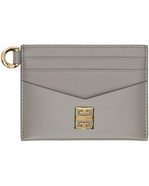 Givenchy Leather Gray 4g Card Holder in Black | Lyst