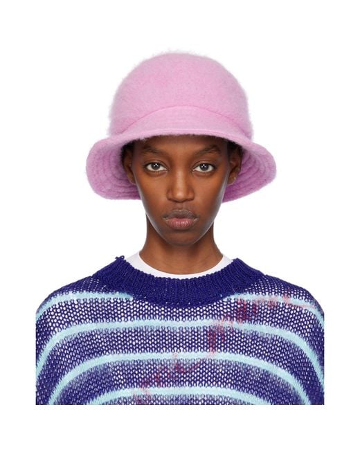 Marni Purple Ssense Exclusive Pink Furry Bucket Hat