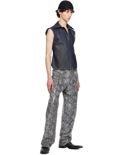 Theophilio Black Ssense Exclusive Snake Print Leather Pants for men