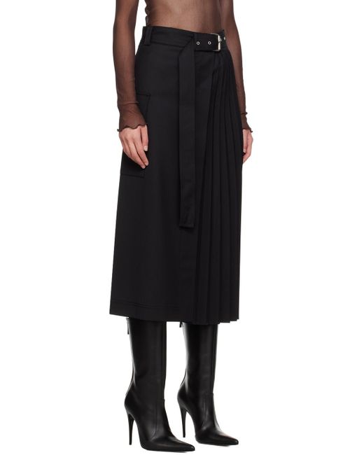 LVIR Black Ssense Exclusive Belted Midi Skirt