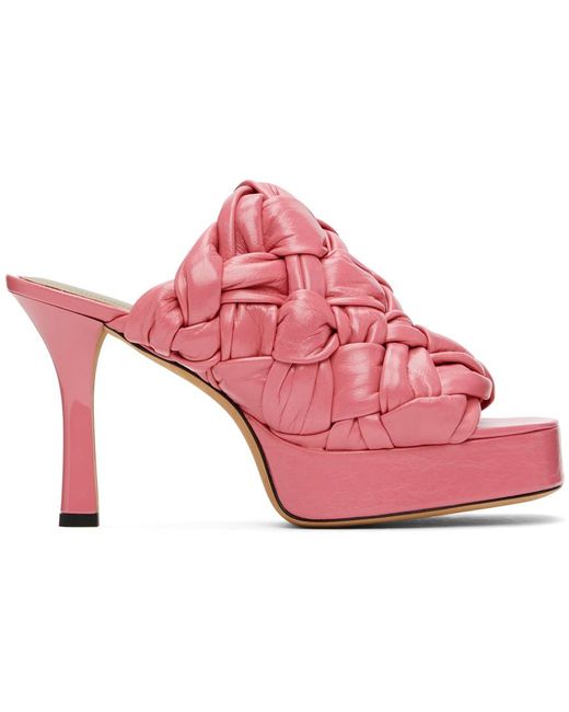 Bottega Veneta レザー ピンク Board ヒール サンダル カラー ピンク Lyst