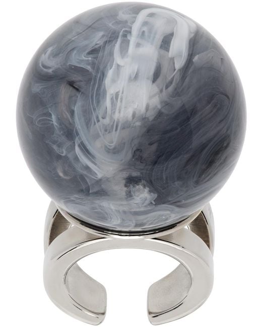 Jean Paul Gaultier Gray Silver & Black La Manso Edition 'the Smoke Ball' Ring for men