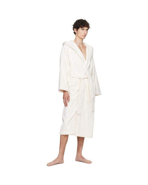 Tekla White Off- Terry Hooded Bathrobe for men