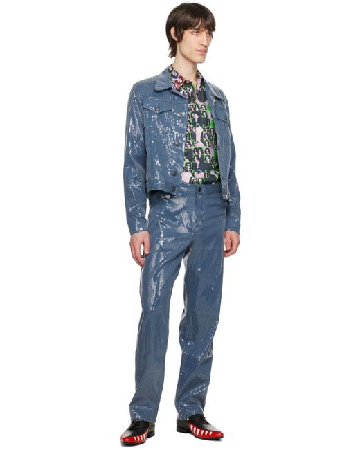 Charles Jeffrey Blue Art Denim Jeans for men