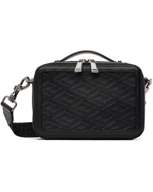 Versace Black Small 'la Greca' Messenger Bag for men