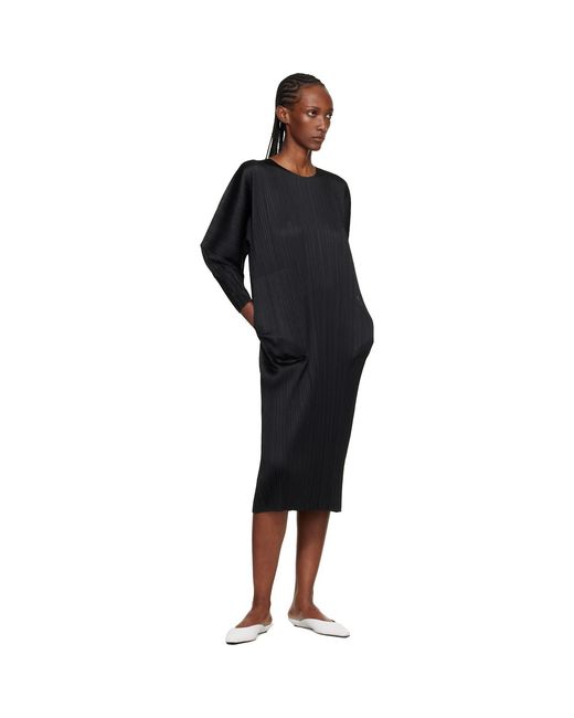 Pleats Please Issey Miyake Black Skyline Midi Dress